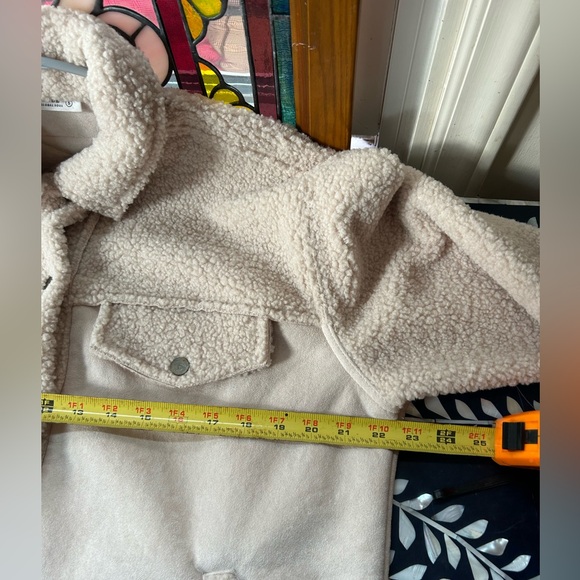 12th Tribe‎ Teddy Sherpa Shacket Jacket Cream Beige Cozy Oversized Small - Picture 8 of 8